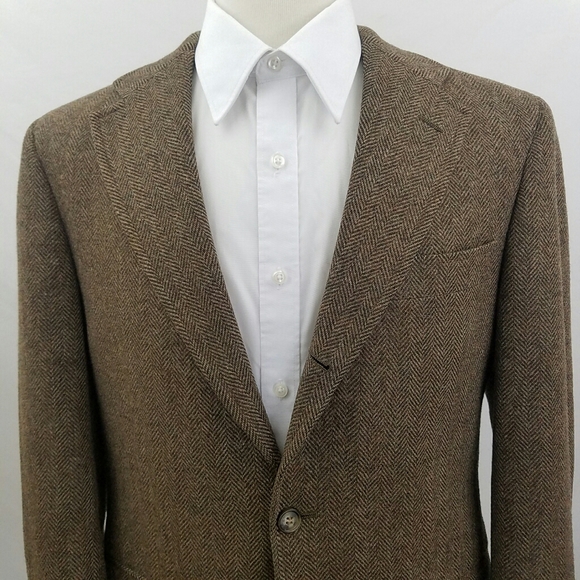 Vtg J. Press Tweed Herringbone Blazer Wool Jacket - Picture 4 of 9